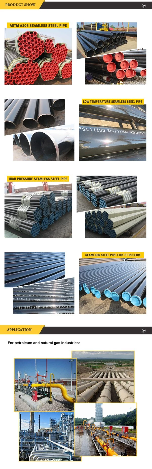 ASTM A53/A106/ API 5L Gr. B Sch40/Sch80 Seamless Carbon Steel Pipe